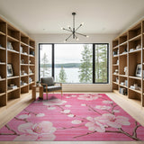 Pink Floral Vintage Pink Cherry Blossom Floral Area Rug
