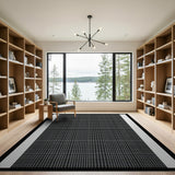 Bold Black White Grid Geometric Modern Area Rug