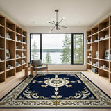 Blue and Teal Traditional Persian Ornate Navy Persian Medallion Area Rug