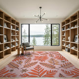 Pink Orange Fern Leaf Area Rug
