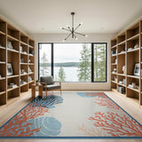 Coastal Seashell Coral Area Rug