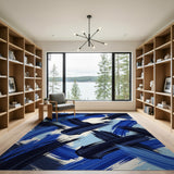 Bold Blue Brushstroke Abstract Area Rug