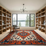 Multi-color and Patterns Vibrant Orange Persian Medallion Area Rug