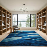 Layered Blue Waves Area Rug