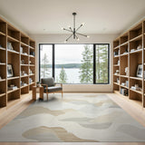 Abstract Beige Cloud Wave Area Rug