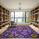 Floral Vintage Purple Yellow Floral Vintage Area Rug