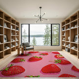Fruit Pattern Strawberry Pink Fruit Pattern Area Rug
