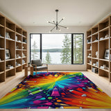 Vibrant Rainbow Paint Burst Area Rug