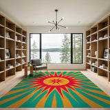 Multi-color and Patterns Bold Sunburst Geometric Area Rug