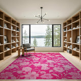 Floral Vintage Vibrant Pink Floral Vintage Area Rug