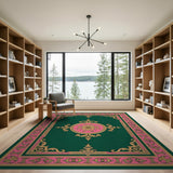 Regal Emerald Green Medallion Persian Rug
