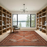 Southwestern Orange Terracotta Geometric Southwestern Area Rug