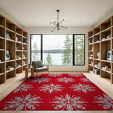 Festive Red Snowflake No. 8 Area Rug