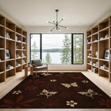 Brown and Tan Vintage Butterfly Blossom Area Rug