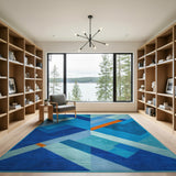 Geometric Modern Teal Blue Geometric Modern Area Rug
