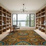 Vintage Compass Gold Area Rug