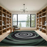 Hypnotic Green Spiral Area Rug