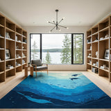 Teal Sea Turtles Underwater Ocean Depths Rug
