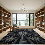 Geometric Modern Grey Starburst Geometric Area Rug