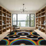 Rainbow Vinyl Records Abstract Area Rug
