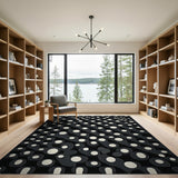 Black White Geometric Circle Area Rug