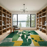 Abstract Green Cactus Area Rug