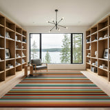 Striped Geometric Modern Vibrant Multi-Color Striped Area Rug