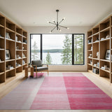 Pink Modern Pink Grid Stripe Area Rug