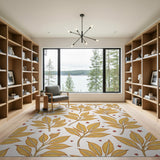 Golden Leaf Star Pattern Area Rug