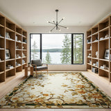 Vintage Floral Vine Border Area Rug