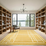 Yellow Geometric Grid Area Rug