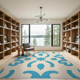 Blue Tile Motif Area Rug