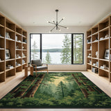 Sunlit Pine Forest Green Area Rug