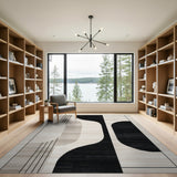 Modern Black Abstract Geometric Area Rug