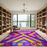 Rainbow Hearts Chevron Multi-Color Area Rug