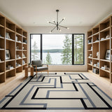 Geometric Maze Beige Area Rug