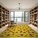 ODIKA Washable Sunflower and Butterfly Area Rug, Low Pile Non-Slip Vintage Floral Carpet