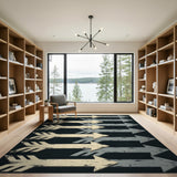 Distressed Grey Arrow Pattern Area Rug