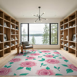 Pink Floral Vintage Blush Pink Rose Floral Area Rug