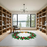Multi-color and Patterns Festive Holly Berry Wreath Area Rug