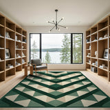 Geometric Modern Emerald Green Geometric Triangle Area Rug