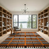 Geometric Modern Orange Bold Orange Black Geometric Area Rug