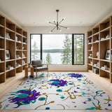 Whimsical Purple Teal Abstract Area Rug
