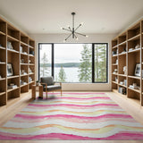 Vibrant Wavy Pink Orange Abstract Area Rug