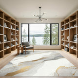 Grey Gold Marble Abstract Area Rug