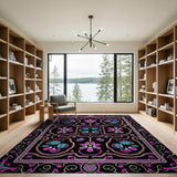 Traditional Persian Vibrant Pink Teal Floral Persian Area Rug