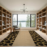Brown Leopard Print Tan Woven Area Rug