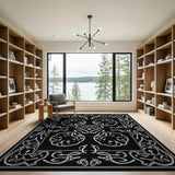 Ornate Black White Persian No. 6 Area Rug