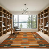 Orange Bold Orange Southwestern Geometric Area Rug