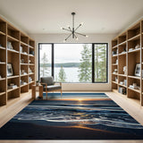 Sunset Ocean Waves Coastal Area Rug